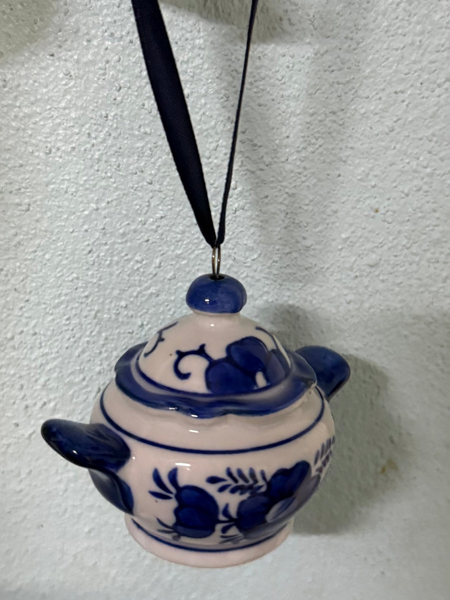 Blue And White Chinoiserie Porcelain Ornament: Set of 2