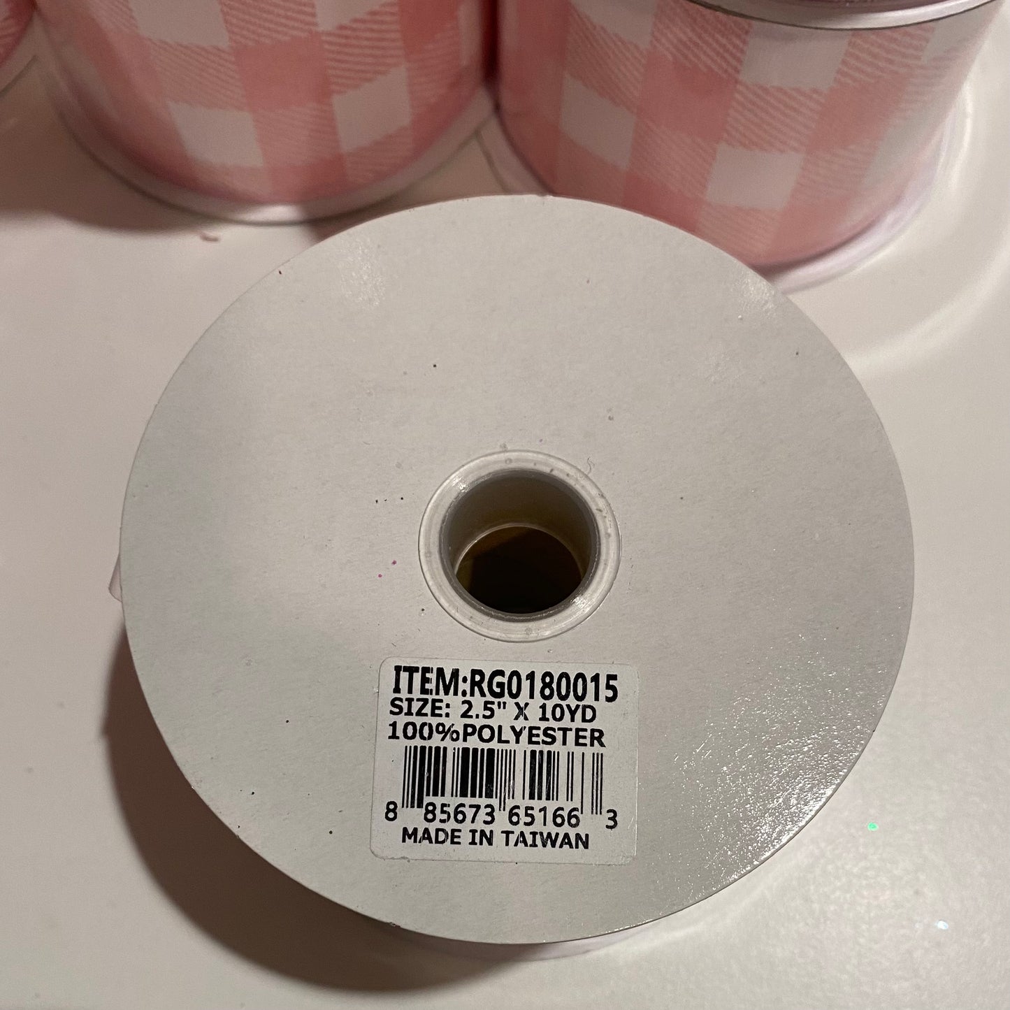 Pink & White Gingham 2.5” x 10 YD