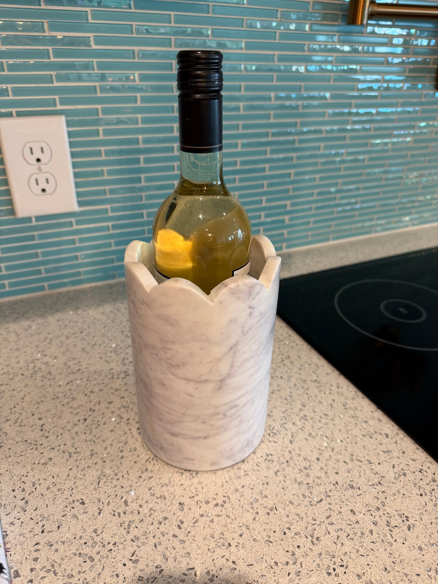 White Marble Scalloped Wine & Champagne Bottle Chiller