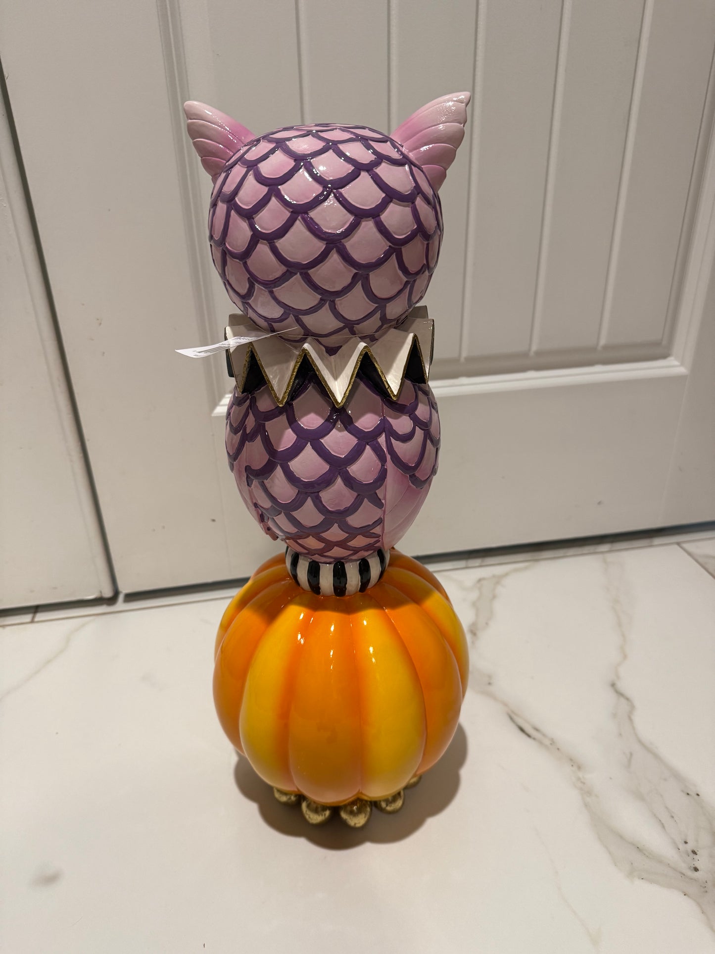 Spooky Season Purple Owl on Jack- O-Lantern Figurine