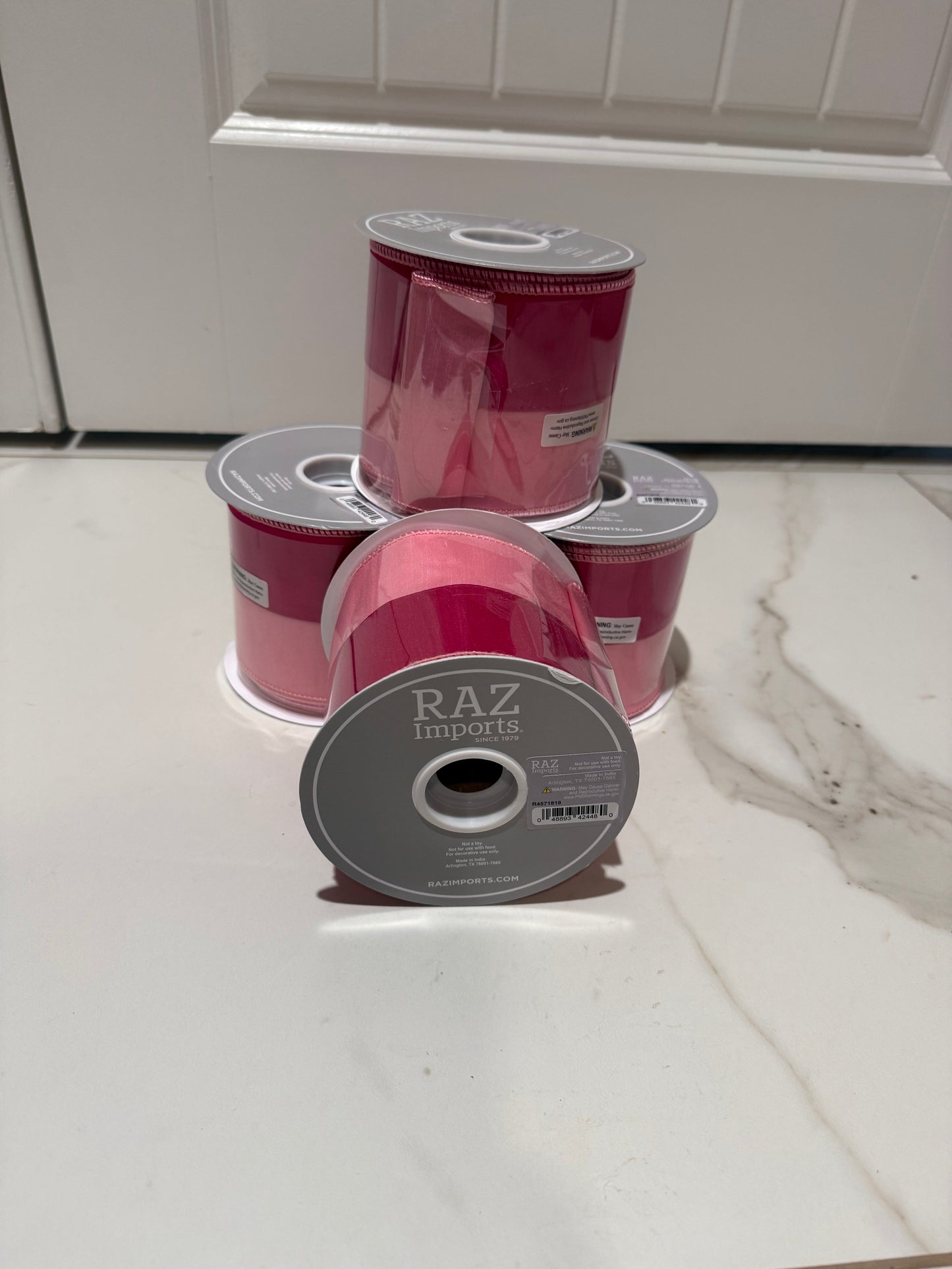 Pink Two Tone Wired Ribbon: 4" X 10 Yds