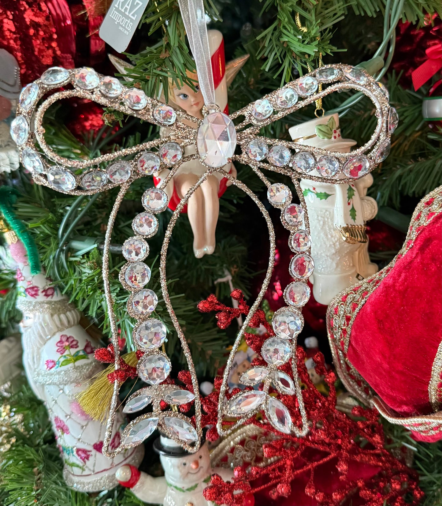 Clear Jeweled Bow Ornament