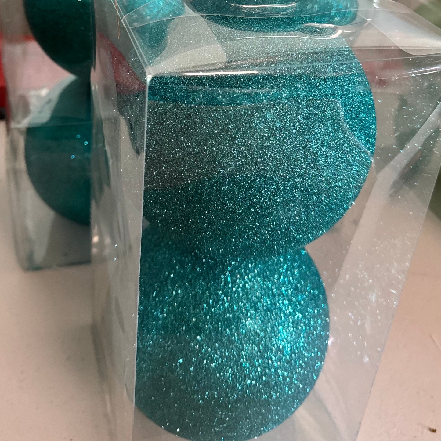 140MM Blue Glitter Ball Ornments - 2PC