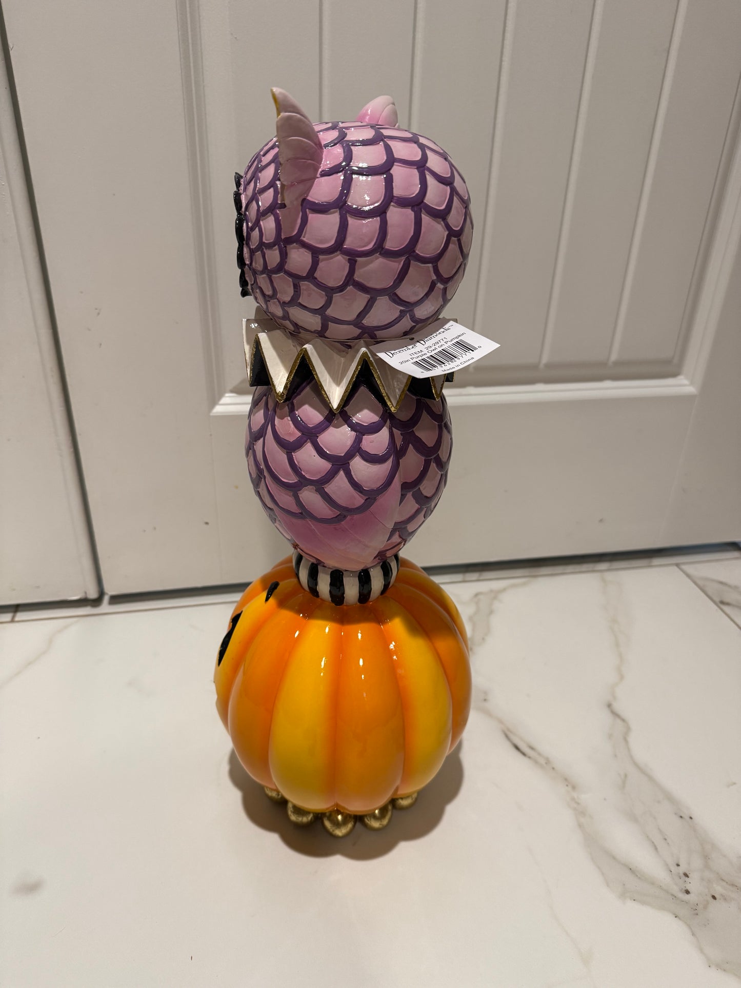 Spooky Season Purple Owl on Jack- O-Lantern Figurine