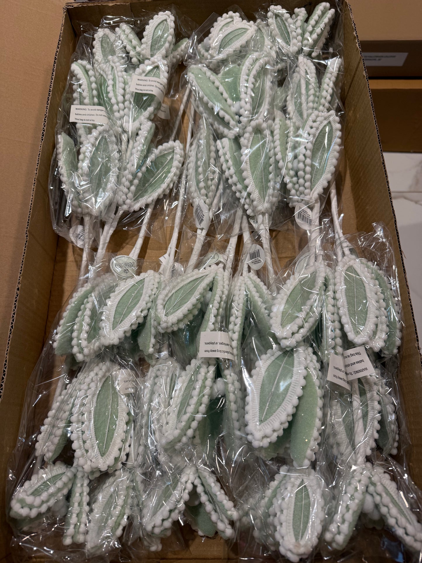 Pastel Green Frosted Triple Candy Poinsettia Stem