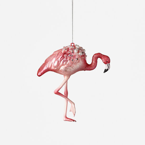 Glittered Flamingo Ornament