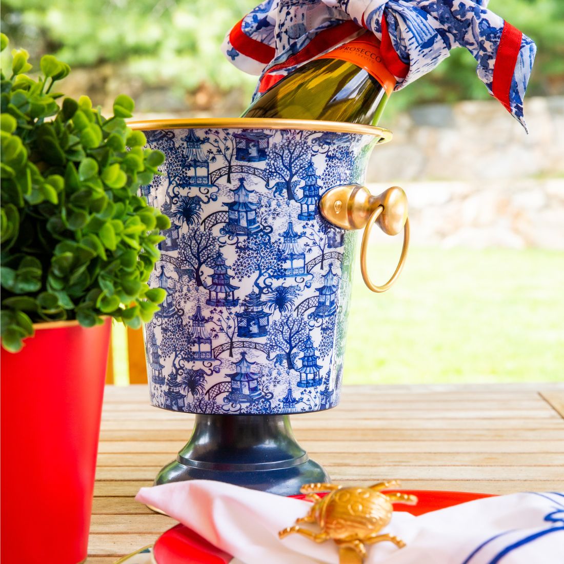 Blue Garden Party Ice Bucket