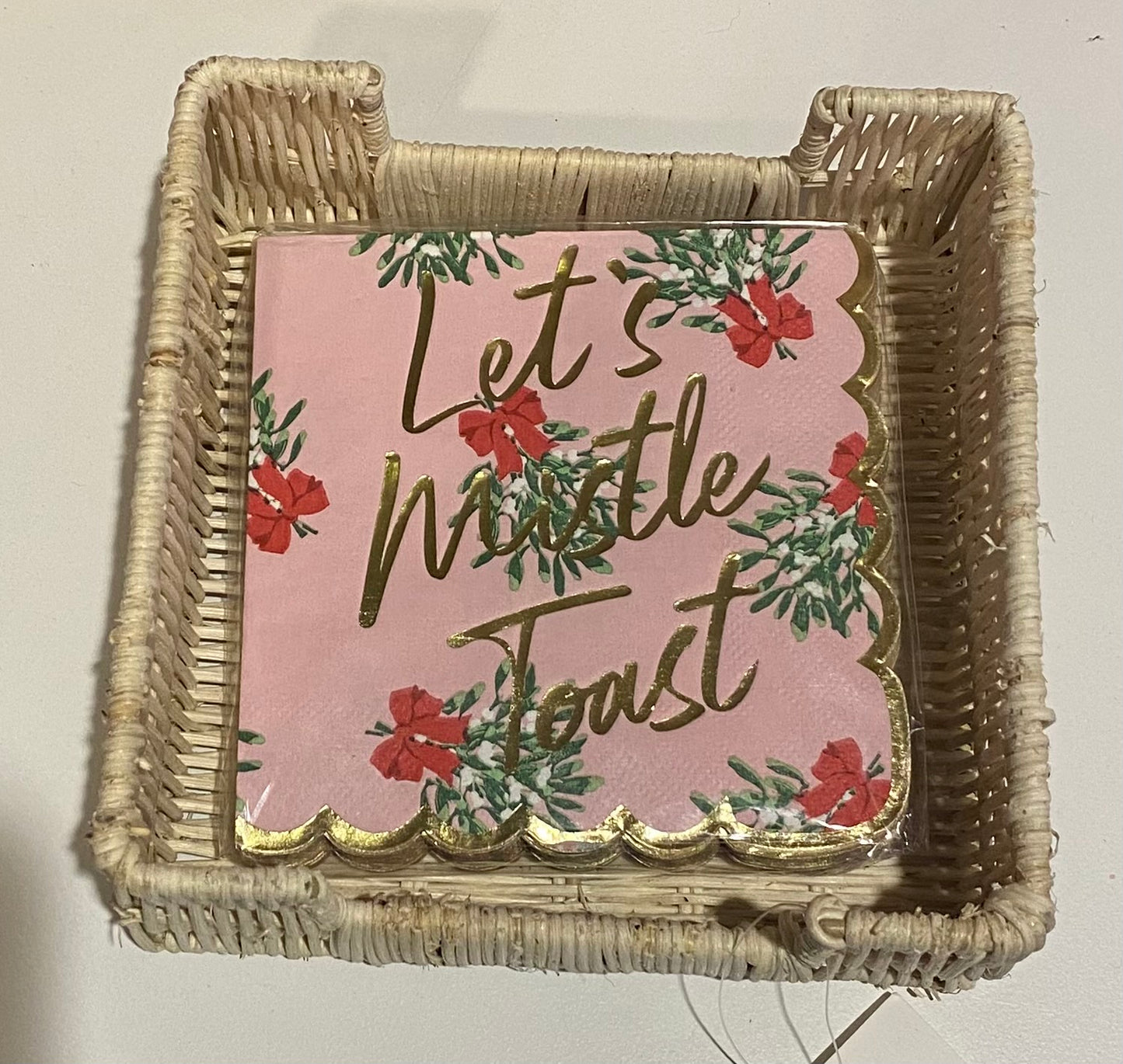 Let's Mistle Toast Paper Scalloped Cocktail Napkins