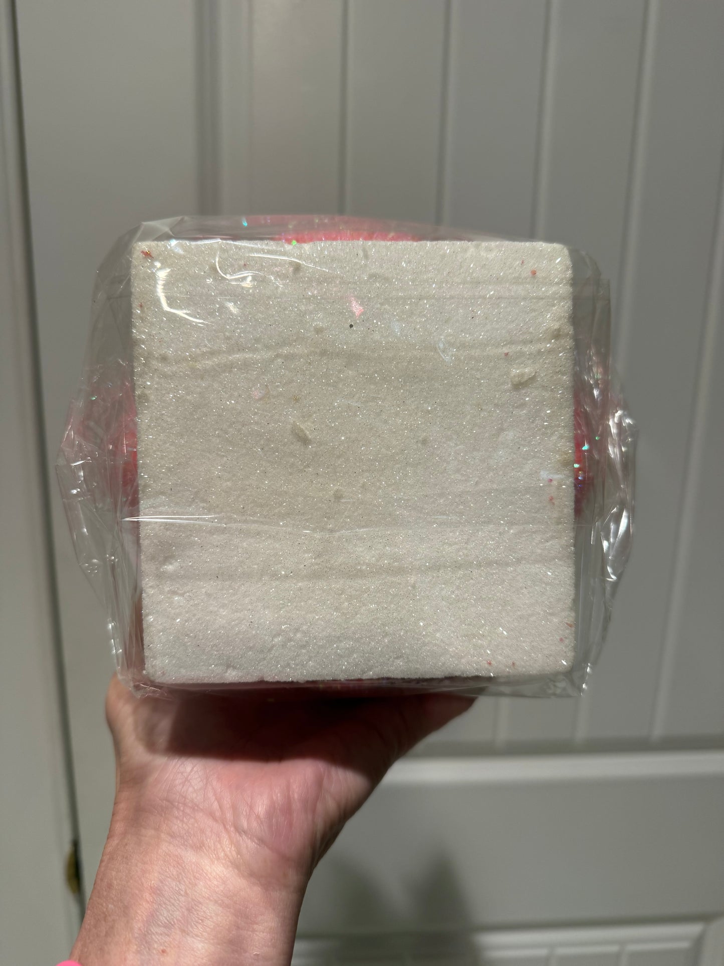 8.5" Glitter Gift Box With Hearts Package Ornament - Pink & White