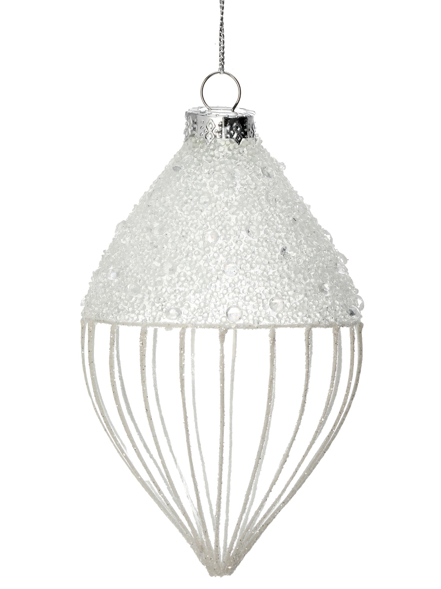 4" Glass Sequin Finial Ornament