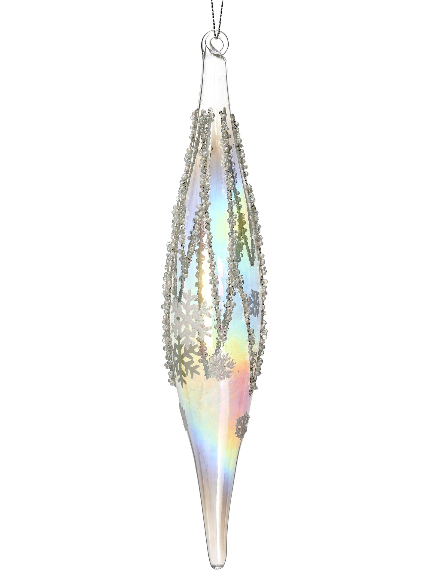 Pearly Glass Snowflake Finial Ornament