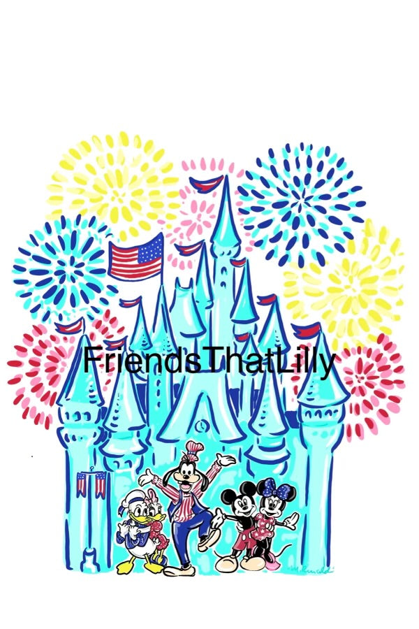 Beach Towel: Patriotic Castle w/ Fireworks Design