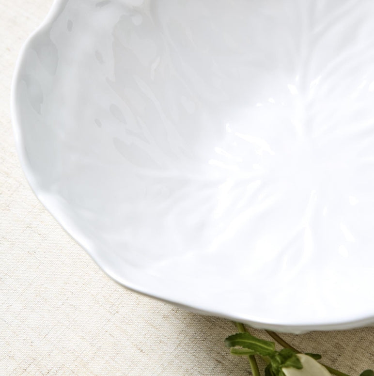 New! White Cabbage Pattern Melamine Serving Bowls: Set of Two