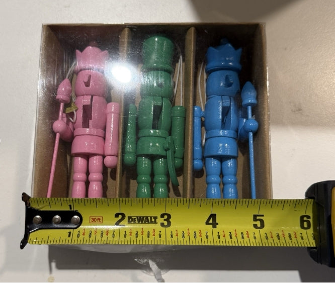 5" Colorful Nutcracker Ornaments: Set of Three