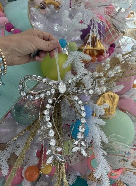 Clear Jeweled Bow Ornament