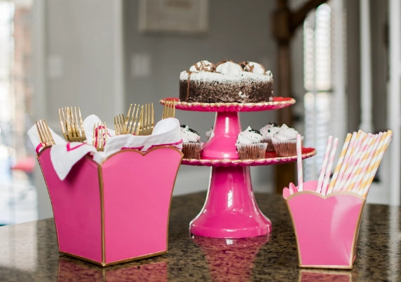 Charlotte Buffalo Plaid Enameled Cake Stand: Two Sizes