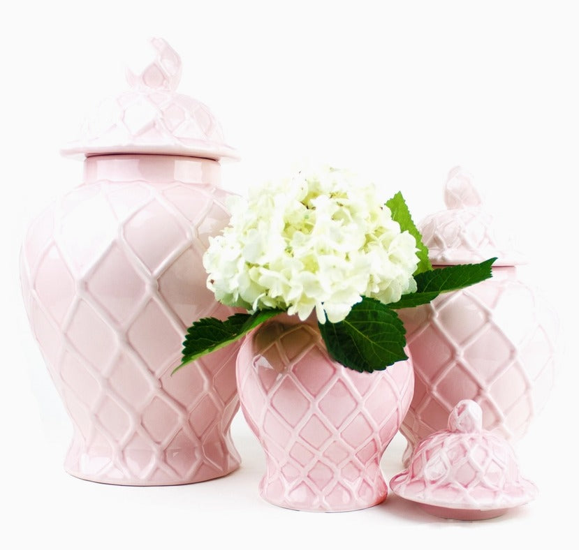 Pink Textured Ginger Jars: Mult. Sizes Available