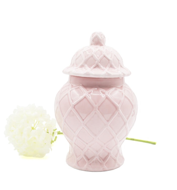 Pink Textured Ginger Jars: Mult. Sizes Available