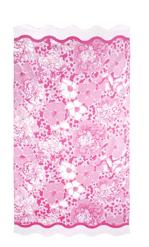 Lilly Pulitzer Scalloped Beach Towel Conch Shell Pink Burst of Joy