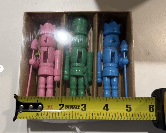 5" Colorful Nutcracker Ornaments: Set of Three