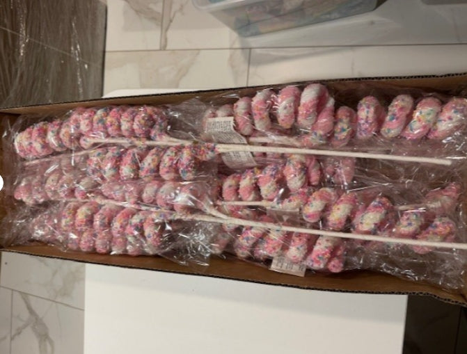 29.5" Pink and White Sprinkled Candy Twirl Christmas Tree Spray: Set of Two