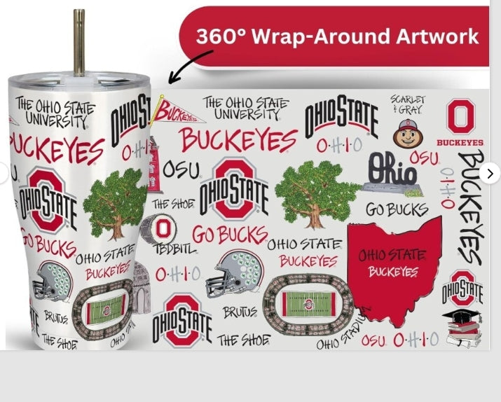 Ohio State 30oz Stainless Steel 3D Icon Travel Tumbler