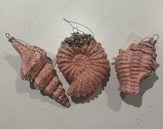 Pink Shell Ornaments: Set of 3 Assorted