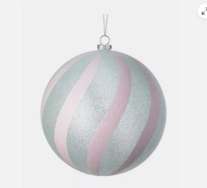 200mm Sparkling Candy Stripe Ball XL Ornament