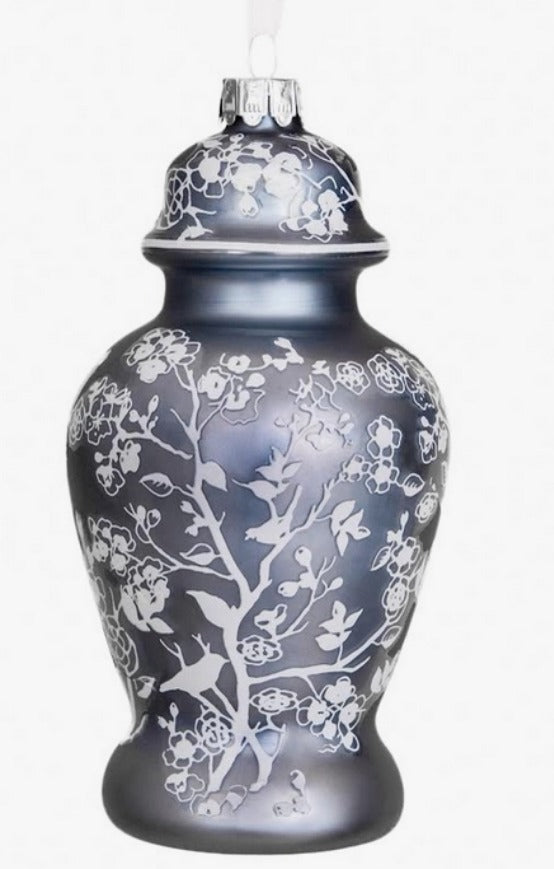 Pearlized Ginger Jar Ornaments: Red and Light Blue