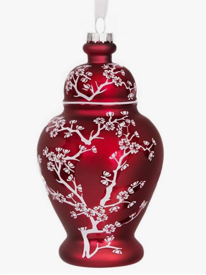 Pearlized Large Red Ginger Jar Ornament