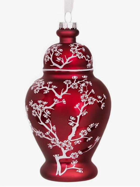 Pearlized Large Red Ginger Jar Ornament