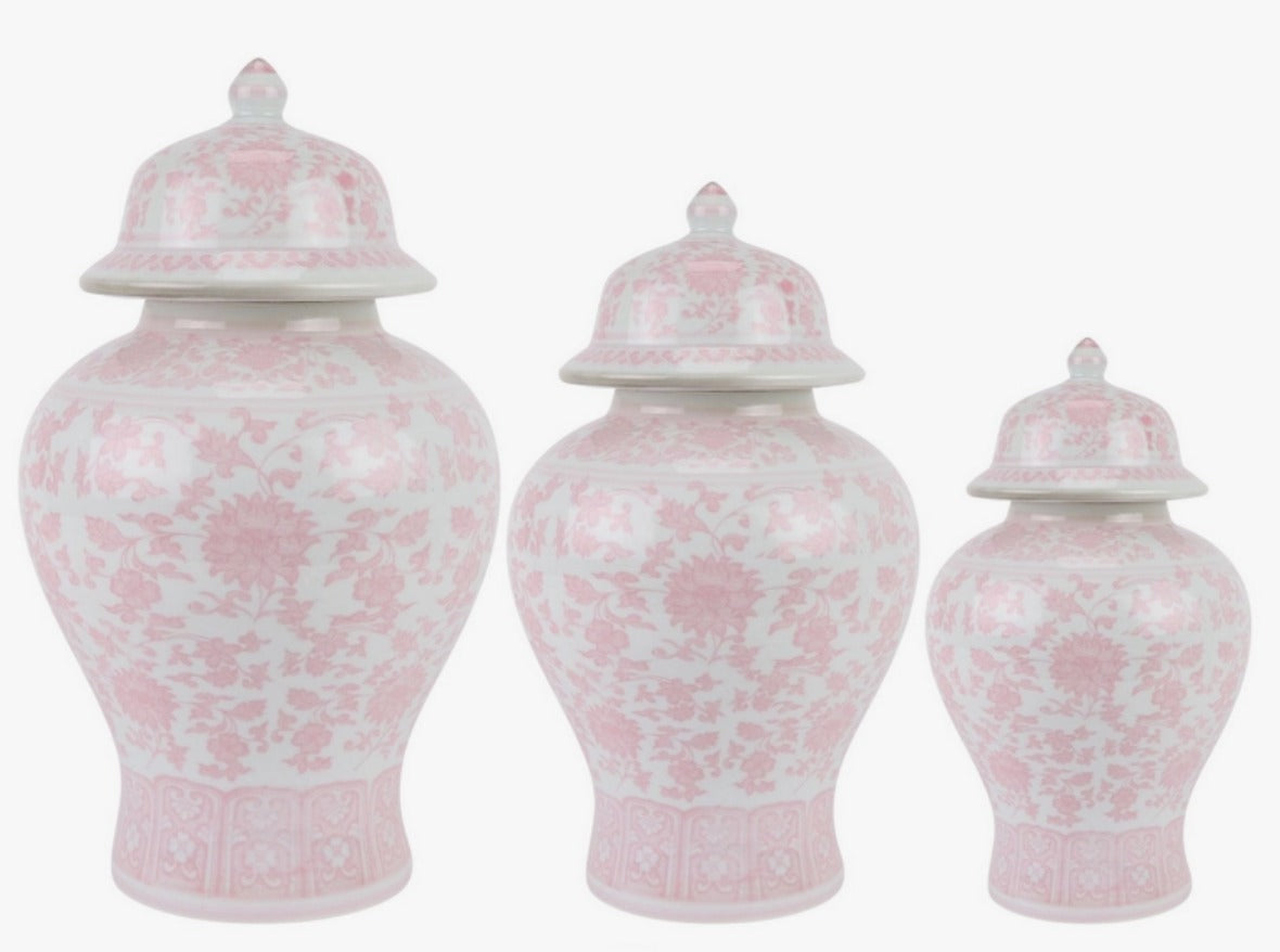 Soft Pink and White Ginger Jars- Available in Three Sizes