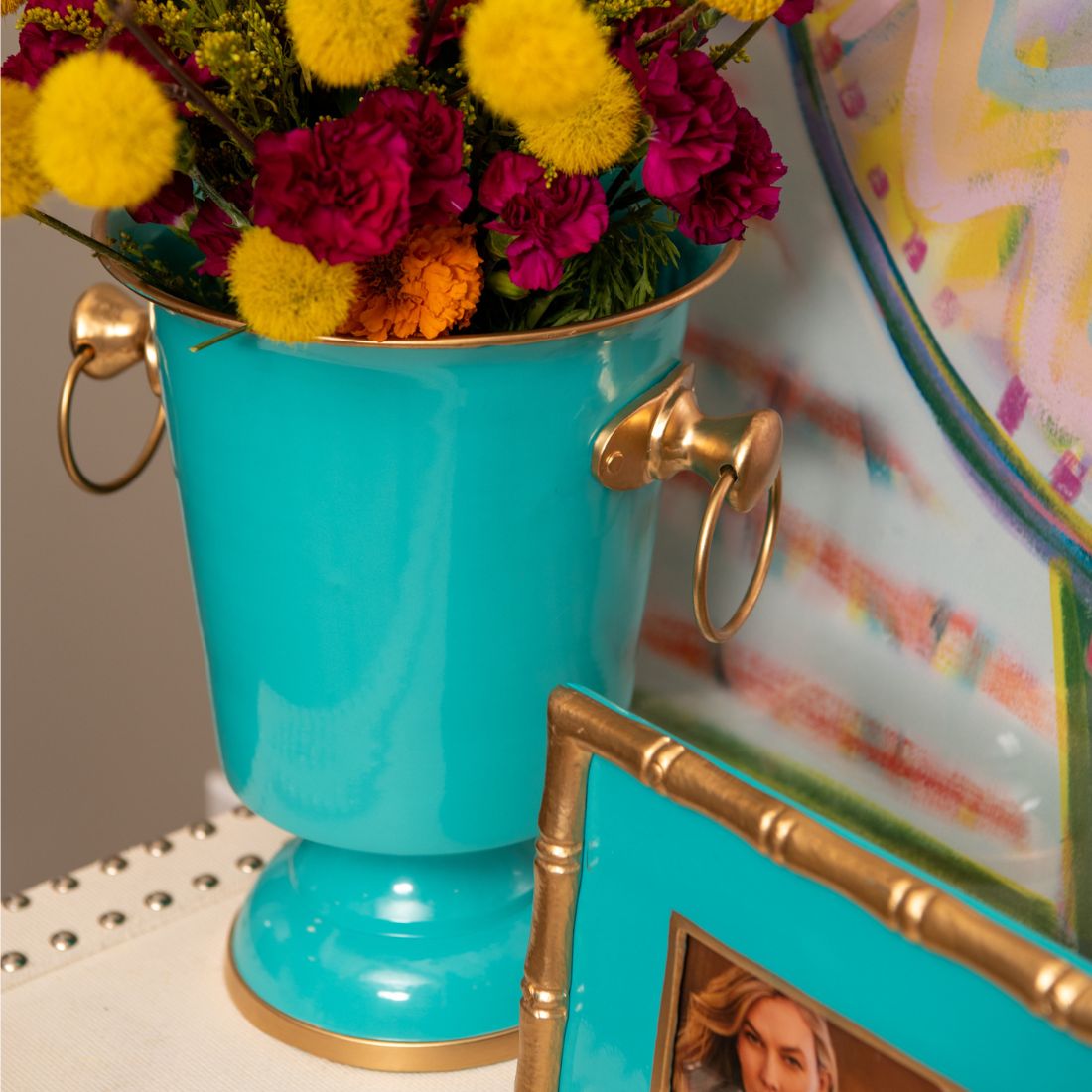 Color Block White Ice Bucket