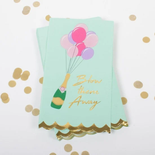 16pc Mint Colored Guest Paper Scallop Hand Towel Napkins