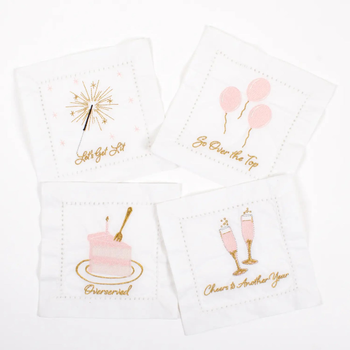 Birthday Girl Embroidered Cocktail Napkin Set of 4