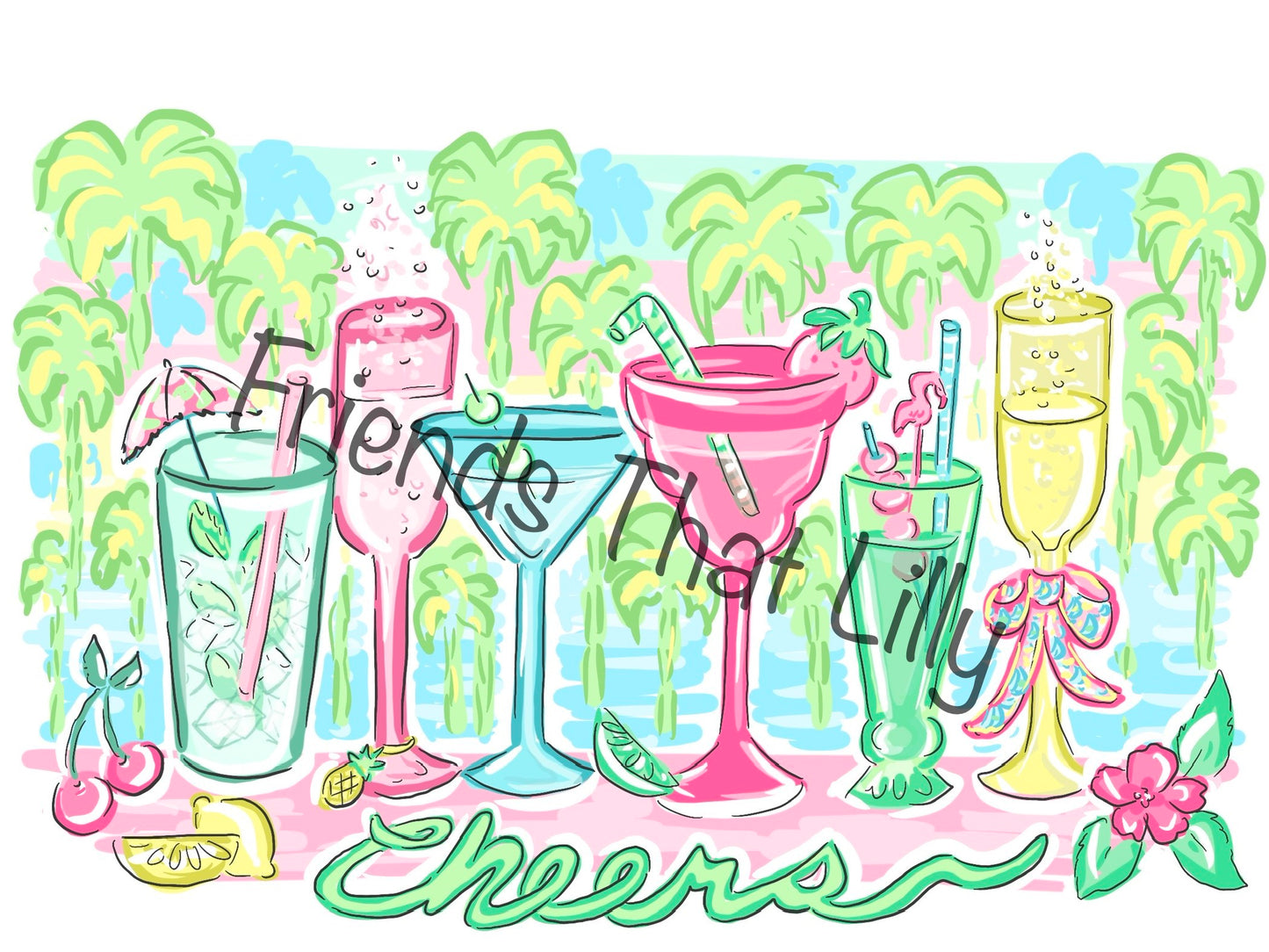 Women's T-Shirts: Cheers Drinks Illustration Design