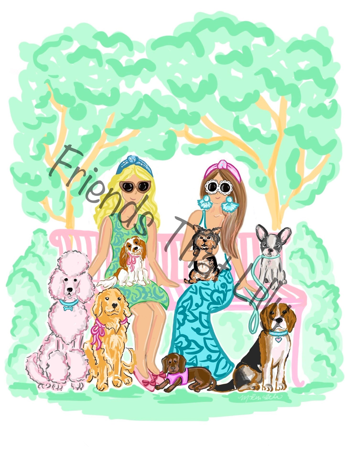 Women's T-shirts: Dogs - Blonde & Brunette