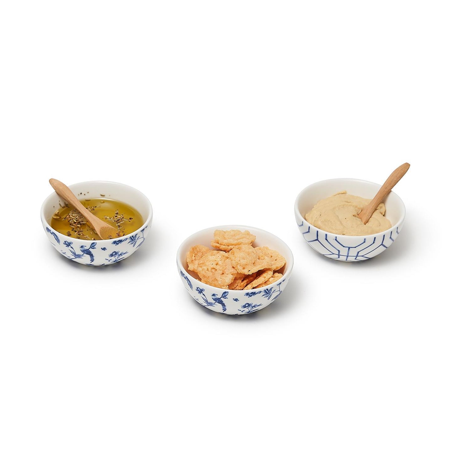 Chinoiserie Tidbit And Tapas Bowls With Spoons