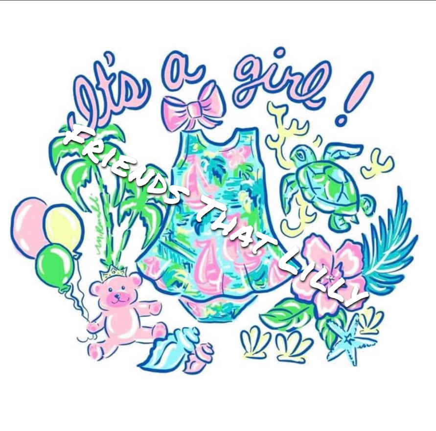 Women's T-Shirts: Baby Gender Reveal "It's A Girl" Illustration Design