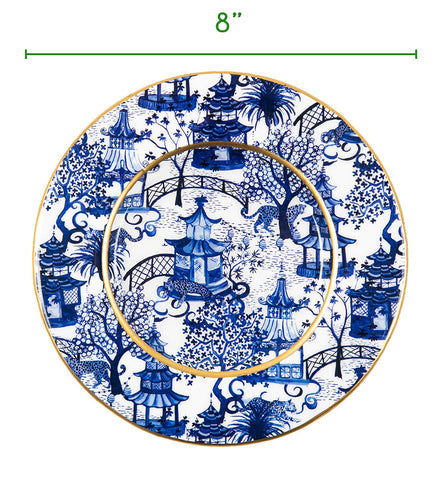 Garden Party Blue and White Dessert Plates- Set of four