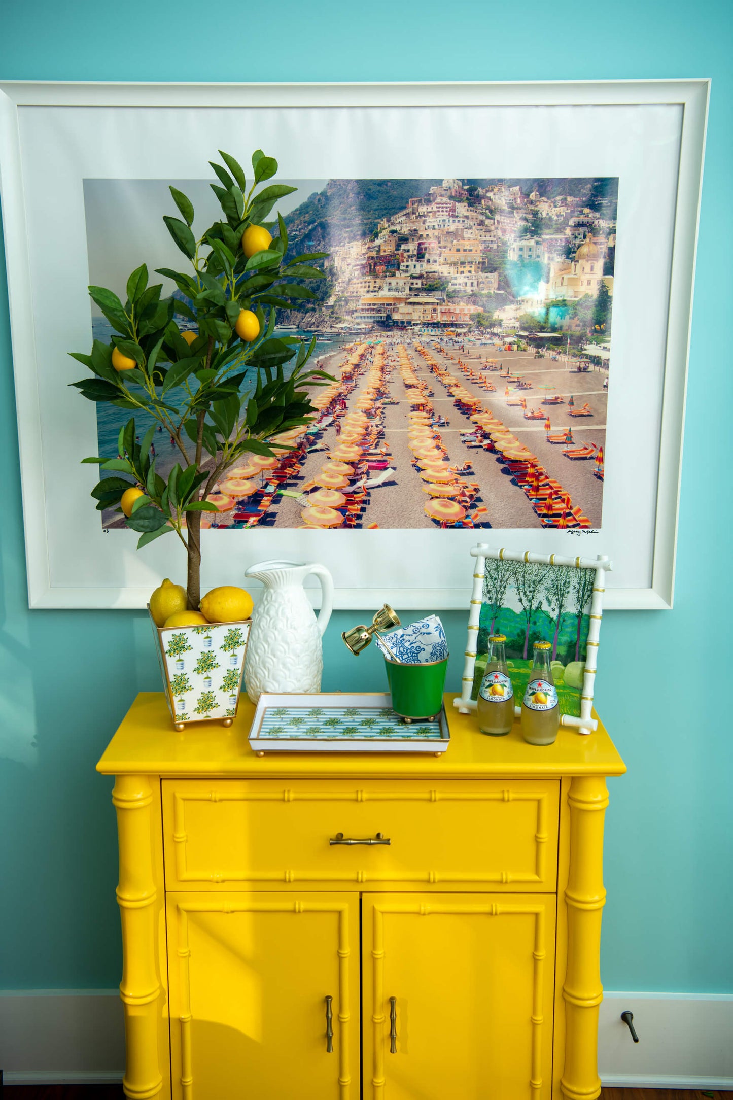 Lemon Trees Enameled Square Cachepot 6"