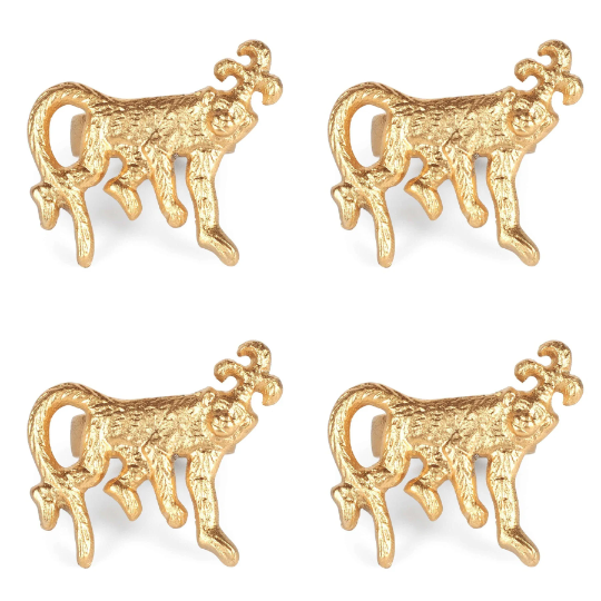 Regency Monkey Napkin Rings - Gold (4pk)