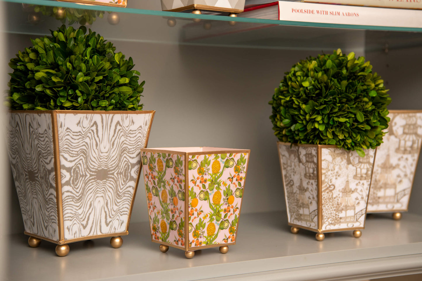Pineapple Gardens Enameled Square Cachepots