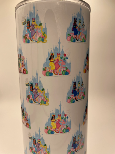 SALE! 20oz Disney Inspired Tumbler - princesses w/ pumpkins
