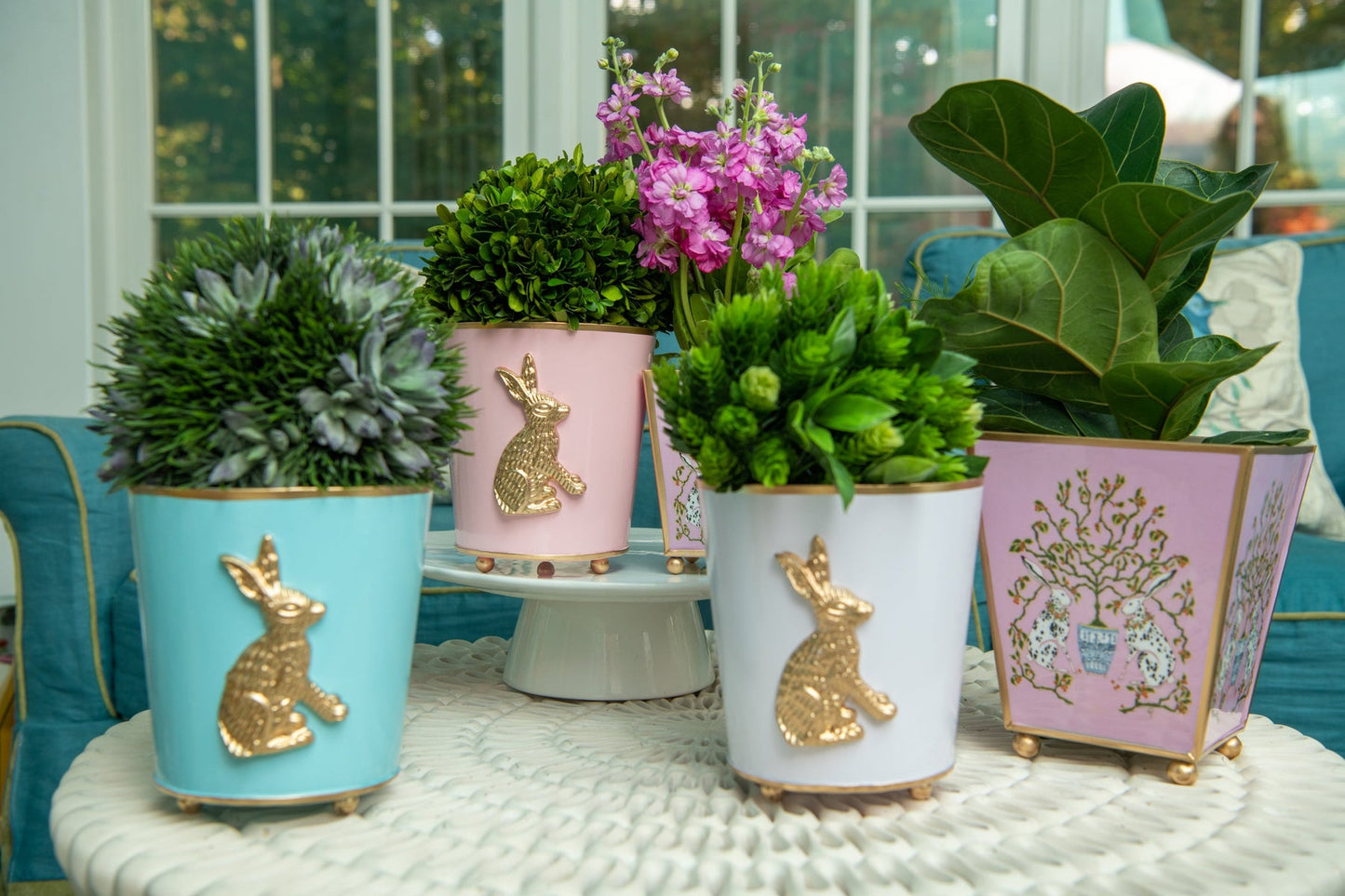 Regency Collection Rabbit Round Cachepot in Light Pink- 6"