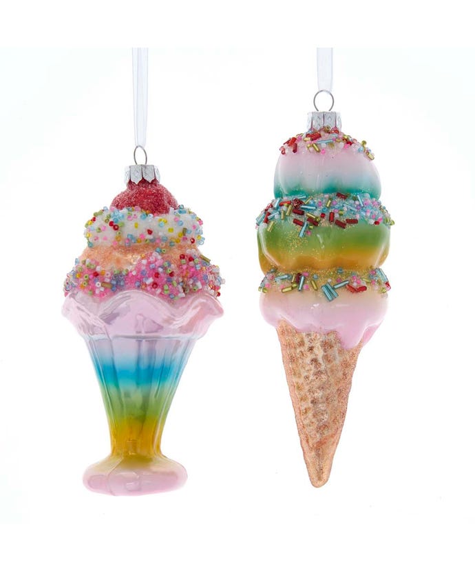 Glass Pastel Multicolored Ice Cream Ornaments