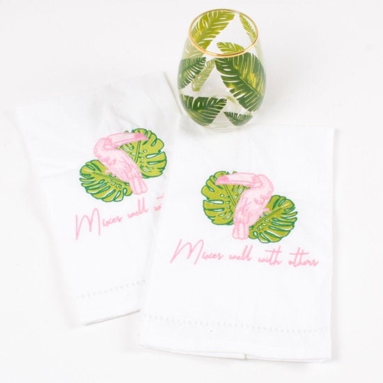 Tropical Toucan Bar Cart Hand Towels And Paper Guest Napkins