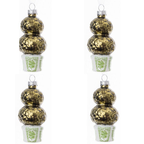 Green/White Topiary Gift Topper *set of 4*