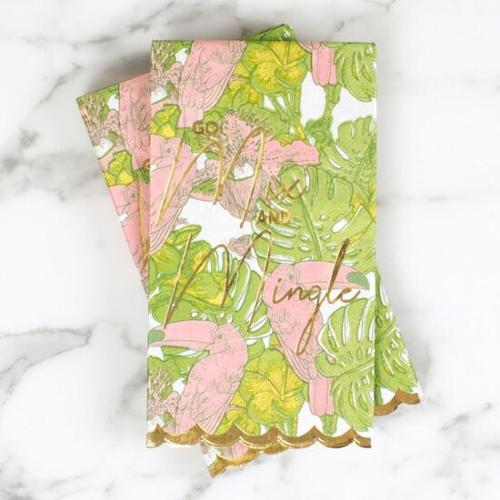 Tropical Toucan Bar Cart Hand Towels And Paper Guest Napkins