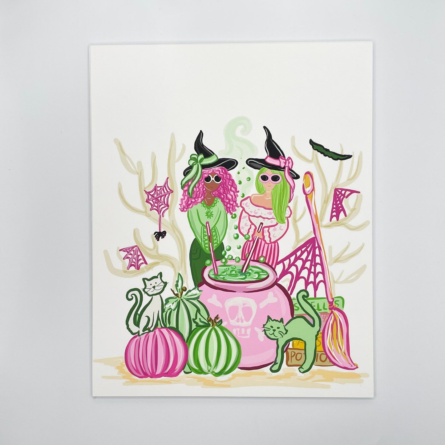 FTL Pink Witches Handmade Illustration Print